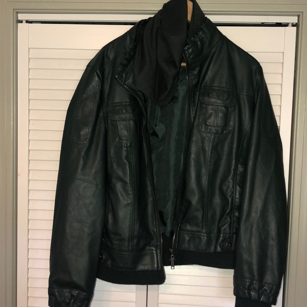 Never worn no tags faux Leather Trucker jacket